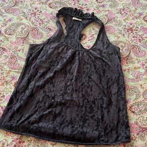 Sheer Racerback tank with ruffle!